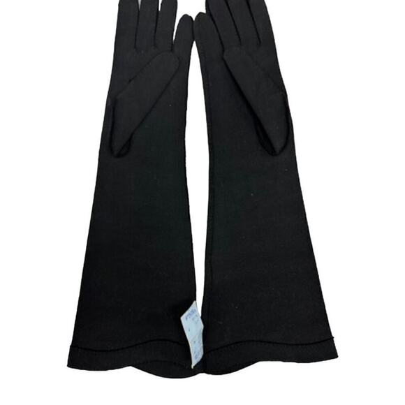 VTG NOS Van Raalte Black Ladies Cotton Gloves 1950s Sz 7  Almost Elbow Length - Picture 3 of 4